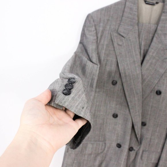 Moores Vintage Double-Breasted Grey Mixed Sport Jacket - Picture 3 of 4